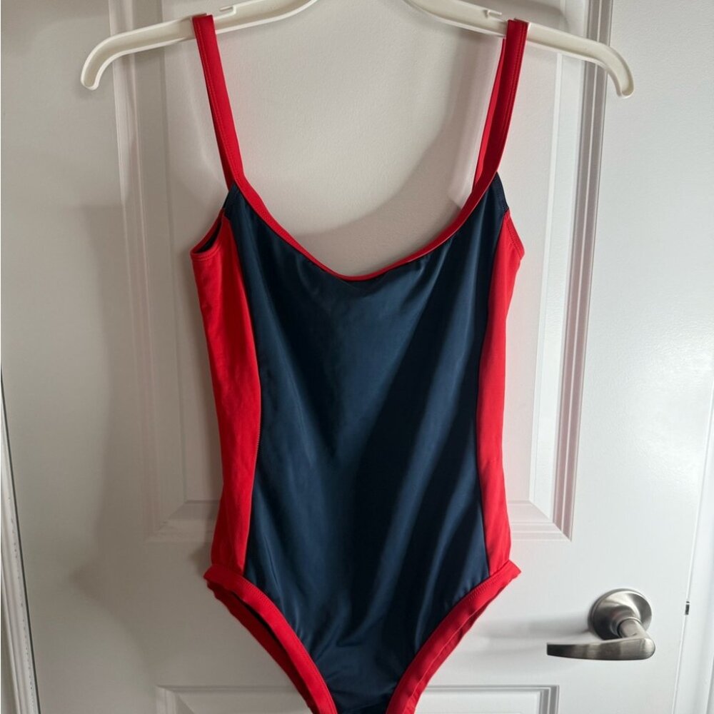 Marc By Marc Jacobs Navy and Red One-Piece Swimsuit